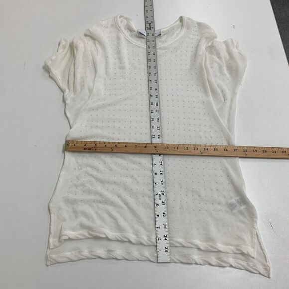 IRO Jeans Dway Studded Sheer Top Womens S Small White Oversized Mid Sleeve Shirt - Picture 9 of 15